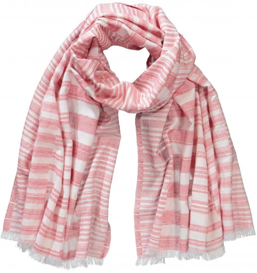 Ulla Popken Striped Statement Scarf Neon Red - Accessoires - Schals für Damen