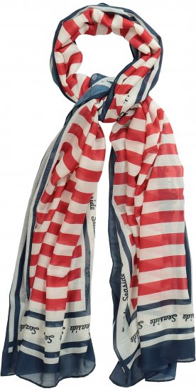 Ulla Popken Mix Stripe Scarf Forest Green - Accessoires - Schals für Damen