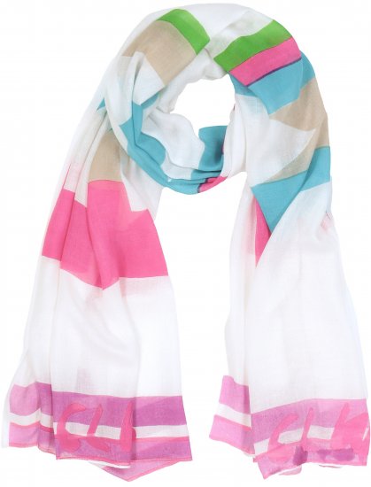 Ulla Popken Pink Lettering Border Print Scarf Snow White - Accessoires - Schals für Damen