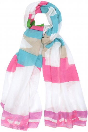 Ulla Popken Pink Lettering Border Print Scarf Snow White - Accessoires - Schals für Damen