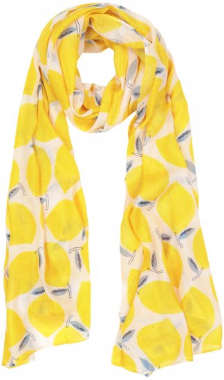 Ulla Popken Lemon Print Scarf Sun Yellow - Accessoires - Schals für Damen