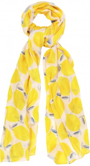 Ulla Popken Lemon Print Scarf Sun Yellow - Accessoires - Schals für Damen