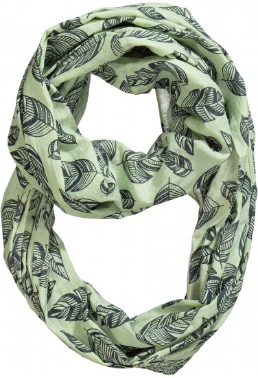 Ulla Popken Leaf Print Infinity Scarf Pistachio - Accessoires - 