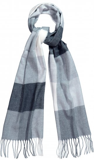 Ulla Popken Checked Fringed Hem Scarf Light Grey Melange - Accessoires - Schals für Damen