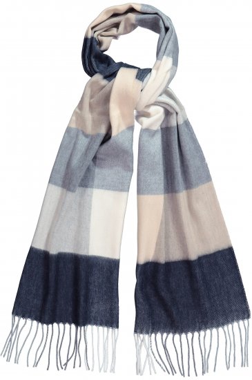 Ulla Popken Checked Fringed Hem Scarf Dark Putty - Accessoires - Schals für Damen