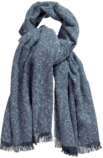 Ulla Popken Fringed Hem Knit Scarf Deep Aqua - Accessoires - Schals für Damen