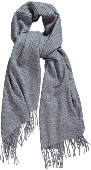 Ulla Popken Ribbed Knit Fringed Hem Scarf Grey Melange - Accessoires - Schals für Damen