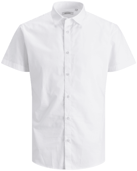 Jack & Jones JOE Shirt Short sleeve Plain Casual White - Herrenhemden - Herrenhemden in großen Größen
