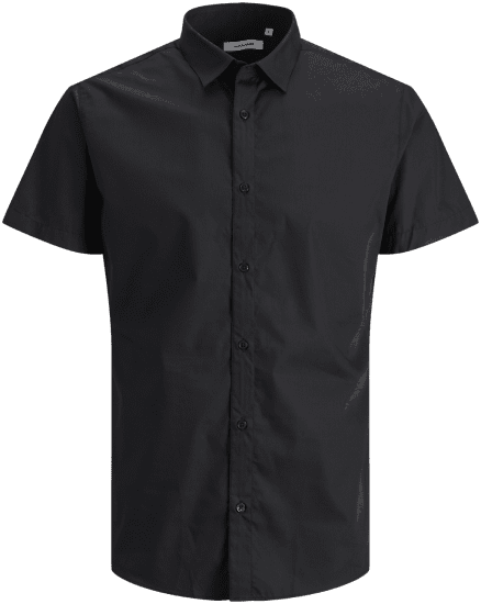Jack & Jones JOE Shirt Short Sleeve Plain Casual Black - Herrenhemden - Herrenhemden in großen Größen