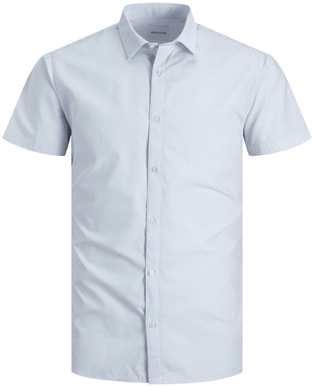 Jack & Jones JOE Shirt Short Sleeve Plain Casual Blue - Herrenhemden - Herrenhemden in großen Größen