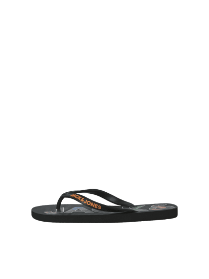 Jack & Jones Logo Palm Print Flip Flop Slippers Anthracite - Herrenschuhe 40-52 - 