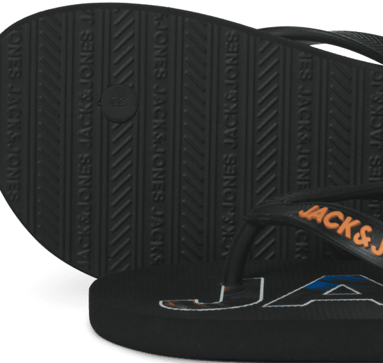 Jack & Jones Logo Palm Print Flip Flop Slippers Anthracite - Herrenschuhe 40-52 - 
