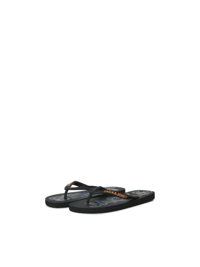 Jack & Jones Logo Palm Print Flip Flop Slippers Anthracite - Herrenschuhe 40-52 - 