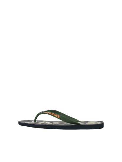Jack & Jones Logo Palm Print Flip Flop Slippers Navy Blazer/Verdant Green - Herrenschuhe 40-52 - 