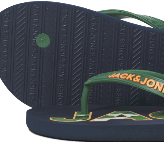 Jack & Jones Logo Palm Print Flip Flop Slippers Navy Blazer/Verdant Green - Herrenschuhe 40-52 - 