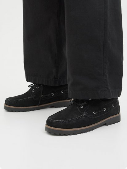 Jack & Jones Brooklyn Suede Boat Shoes Black - Herrenschuhe 40-52 - 