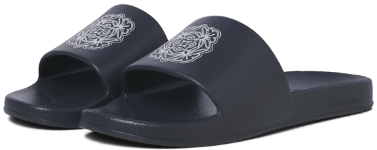 Jack & Jones Flower Sliders Black - Herrenschuhe 40-52 - 