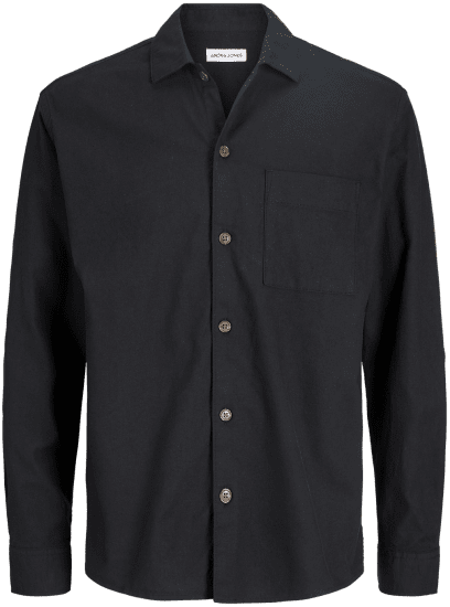 Jack & Jones TRISTAN Overshirt Long Sleeve Black - Herrenhemden - Herrenhemden in großen Größen