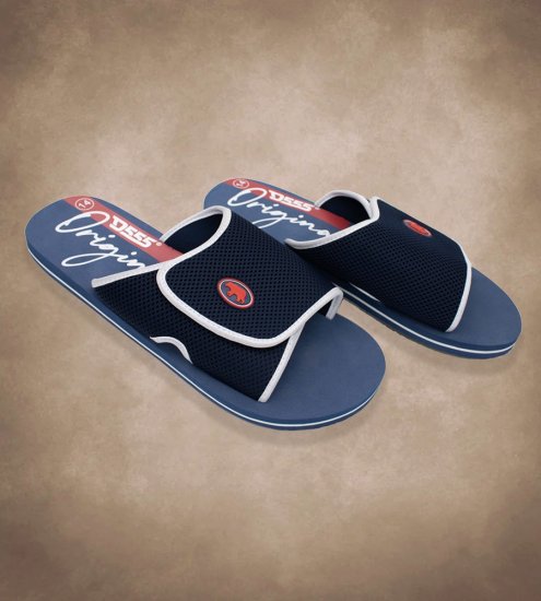 D555 DRAKE Slippers With Velcro Fastening Navy - Herrenschuhe 40-52 - 