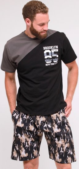Kam Jeans 5001 'Brooklyn 85' Tee And Short Set Black - Herren-T-shirts - Herren-T-Shirts in großen Größen