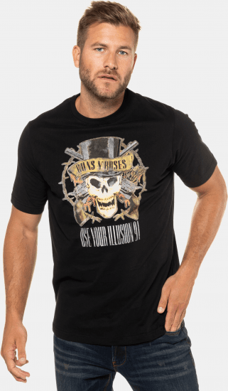 JP1880 Guns N’ Roses Skull Comfort Fit Band T-Shirt Black - Herren-T-shirts - Herren-T-Shirts in großen Größen