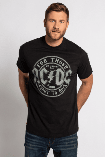 JP1880 AC/DC Graphic Comfort Fit Band T-Shirt Black - Herren-T-shirts - Herren-T-Shirts in großen Größen
