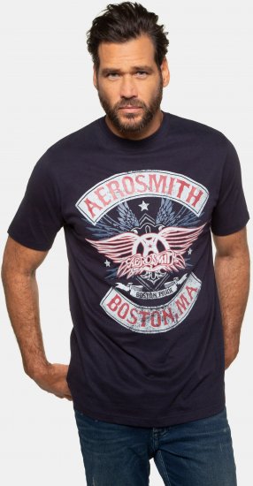 JP1880 Aerosmith Graphic Comfort Fit Band T-Shirt Black - Herren-T-shirts - Herren-T-Shirts in großen Größen