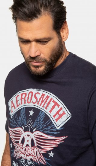 JP1880 Aerosmith Graphic Comfort Fit Band T-Shirt Black - Herren-T-shirts - Herren-T-Shirts in großen Größen