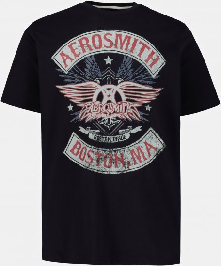 JP1880 Aerosmith Graphic Comfort Fit Band T-Shirt Black - Herren-T-shirts - Herren-T-Shirts in großen Größen
