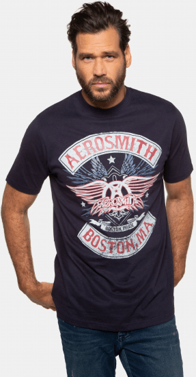 JP1880 Aerosmith Graphic Comfort Fit Band T-Shirt Black - Herren-T-shirts - Herren-T-Shirts in großen Größen