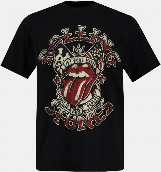 JP1880 Rolling Stones Graphic Comfort Fit Band T-Shirt Black - Herren-T-shirts - Herren-T-Shirts in großen Größen