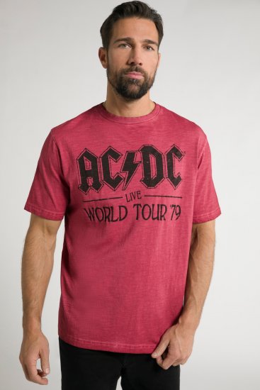 JP1880 AC/DC World Tour Graphic Comfort Fit Band T-Shirt Dark Red - Herren-T-shirts - Herren-T-Shirts in großen Größen