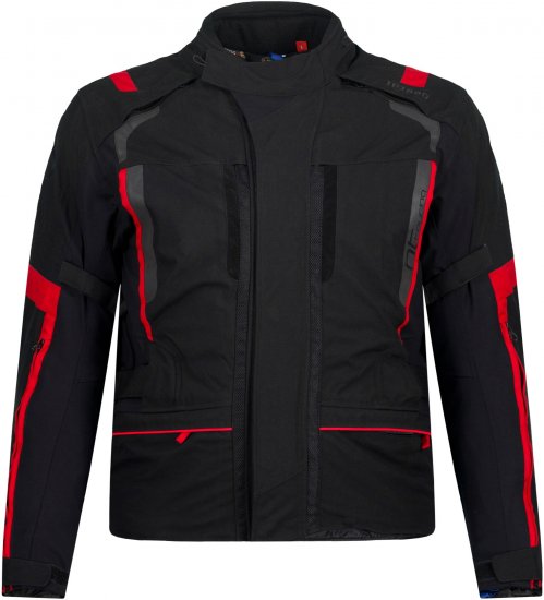 JP1880 Sporty Touring Motorcycle Jacket Black & Red - Motorradbekleidung in Übergrößen - Motorradbekleidung in großen Größen für Herren