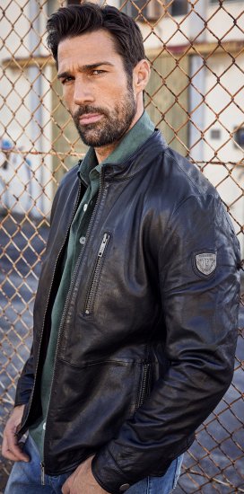 JP1880 Biker Style Leather Jacket Black - Herren jacken - Herren Jacken in großen Größen