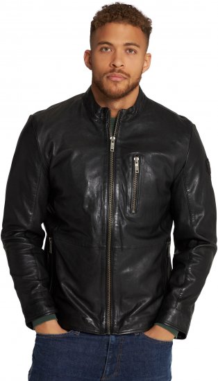 JP1880 Biker Style Leather Jacket Black - Herren jacken - Herren Jacken in großen Größen