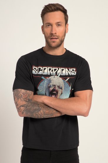 JP1880 Scorpions Blackout Graphic Comfort Fit Band T-Shirt Black - Herren-T-shirts - Herren-T-Shirts in großen Größen