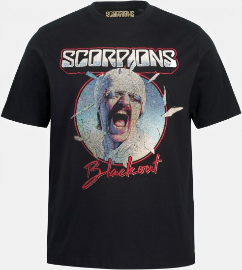 JP1880 Scorpions Blackout Graphic Comfort Fit Band T-Shirt Black - Herren-T-shirts - Herren-T-Shirts in großen Größen