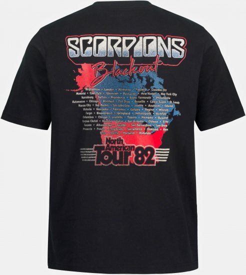 JP1880 Scorpions Blackout Graphic Comfort Fit Band T-Shirt Black - Herren-T-shirts - Herren-T-Shirts in großen Größen