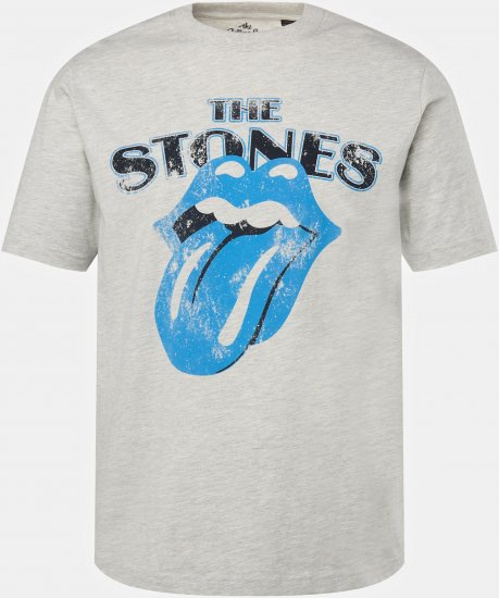 JP1880 Rolling Stones Graphic Comfort Fit Band T-Shirt Light Grey - Herren-T-shirts - Herren-T-Shirts in großen Größen