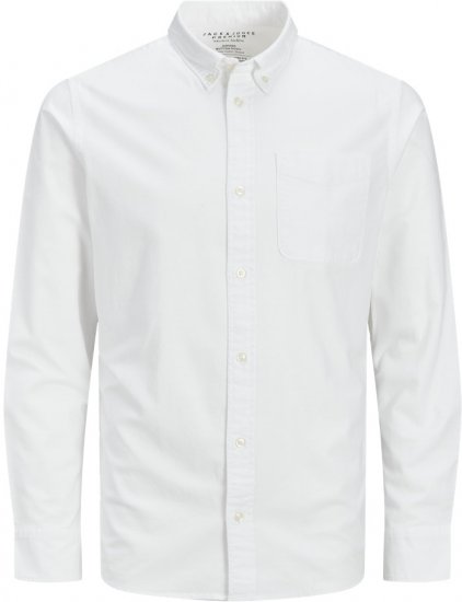 Jack & Jones Brook Oxford Long Sleeve Shirt White - Herrenhemden - Herrenhemden in großen Größen
