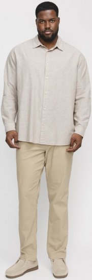 Jack & Jones Breeze Linen Blend Long Sleeve Shirt Crockery - Herrenhemden - Herrenhemden in großen Größen