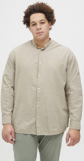 Jack & Jones Breeze Poplin Long Sleeve Shirt Beige - Herrenhemden in großen Größen - Herrenhemden in großen Größen