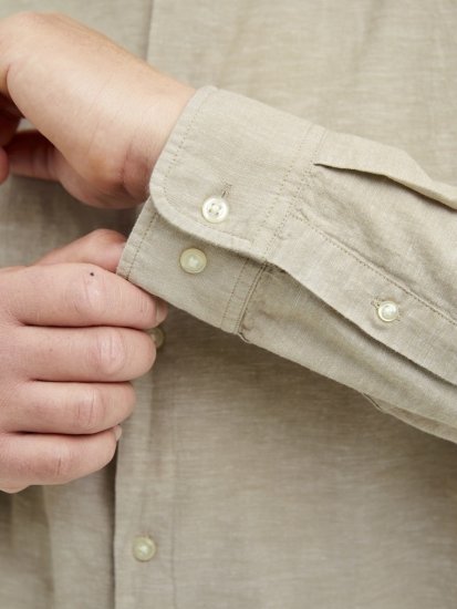 Jack & Jones Breeze Poplin Long Sleeve Shirt Beige - Herrenhemden in großen Größen - Herrenhemden in großen Größen