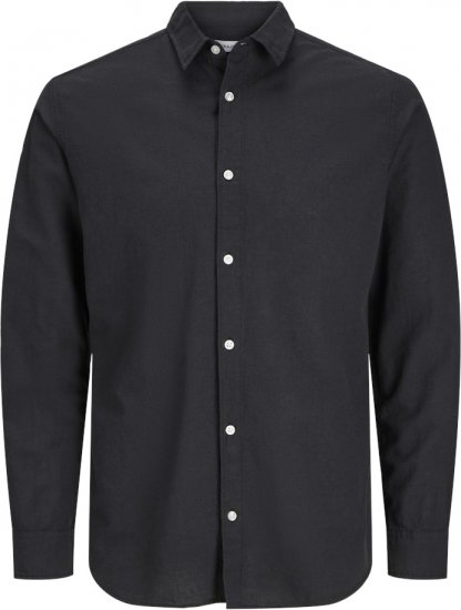 Jack & Jones Breeze Linen Blend Long Sleeve Shirt Black - Herrenhemden in großen Größen - Herrenhemden in großen Größen