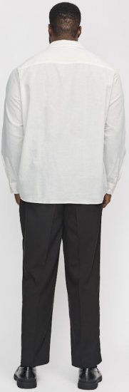 Jack & Jones Breeze Linen Blend Long Sleeve Shirt White - Herrenhemden - Herrenhemden in großen Größen