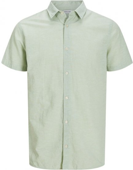 Jack & Jones Breeze Linen Blend Short Sleeve Shirt Iceberg Green - Herrenhemden in großen Größen - Herrenhemden in großen Größen