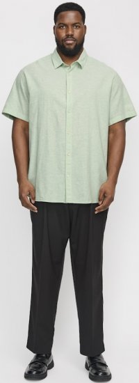 Jack & Jones Breeze Linen Blend Short Sleeve Shirt Iceberg Green - Herrenhemden in großen Größen - Herrenhemden in großen Größen