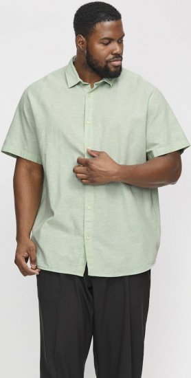 Jack & Jones Breeze Linen Blend Short Sleeve Shirt Iceberg Green - Herrenhemden in großen Größen - Herrenhemden in großen Größen