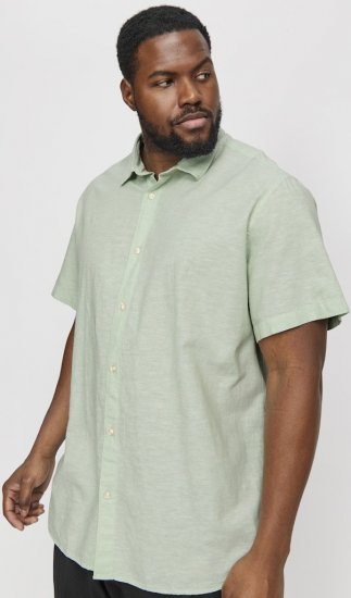 Jack & Jones Breeze Linen Blend Short Sleeve Shirt Iceberg Green - Herrenhemden in großen Größen - Herrenhemden in großen Größen