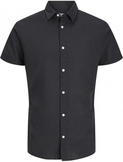 Jack & Jones Breeze Linen Blend Short Sleeve Shirt Black - Herrenhemden in großen Größen - Herrenhemden in großen Größen